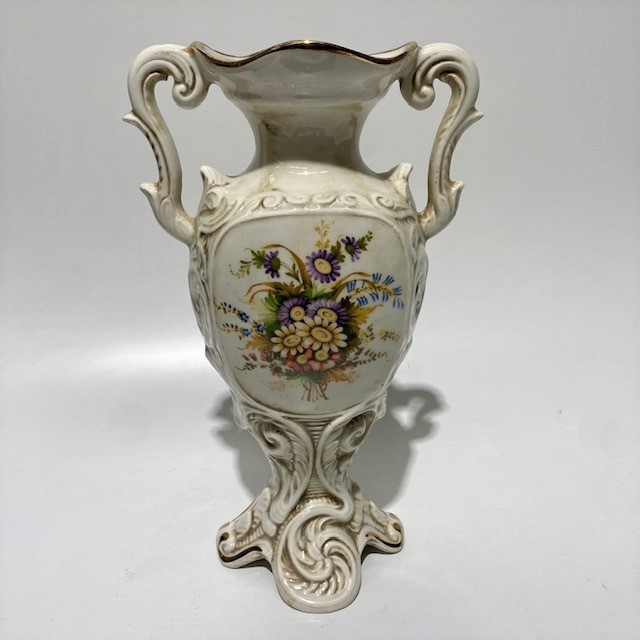 VASE, Antique - White Floral